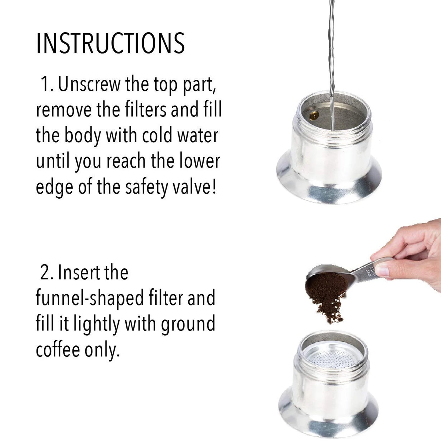 50ML Single Tube Moka Pot Cup Aluminum Alloy Spout Stovetop Italian Coffee Maker for Outdoor Parties Travel Kitchen Accessories
