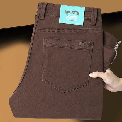 Classic Style 3 Colors Autumn Men's Slim Brown Jeans High Quality Business Casual High Stretch Denim Pants Male Brand Trousers