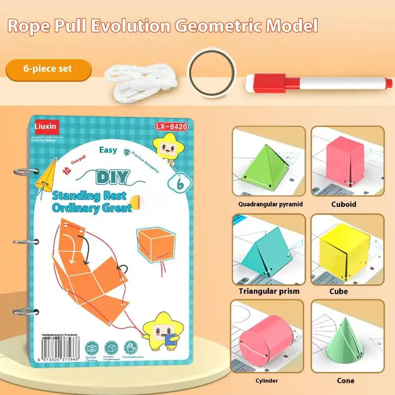 Montessori Educational 3D Geometry Quiet Book Set for Kids - DIY Math Learning Tracing Workbook for Spatial Thinking Training