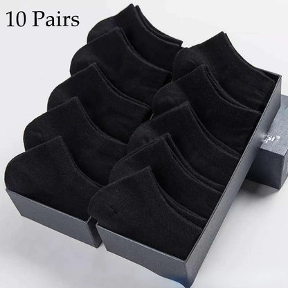 5/10 Pairs Low Cut Men Socks Solid Color Black White Breathable Cotton Socks Male Sport Businessmen Short Socks