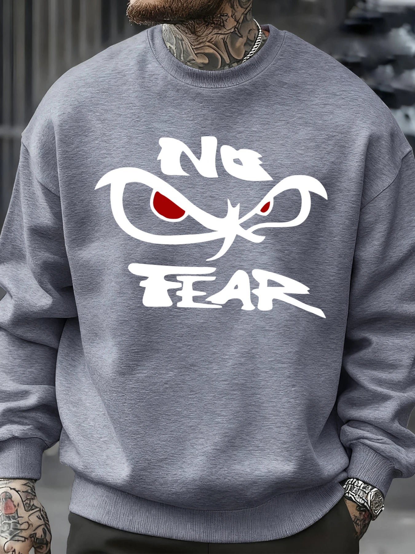 No Fear Determined Gaze Prints Mens Pullovers Soft Casual Sweatshirts Autumn Oversize Streetwear Crewneck Fleece Clothing Unisex