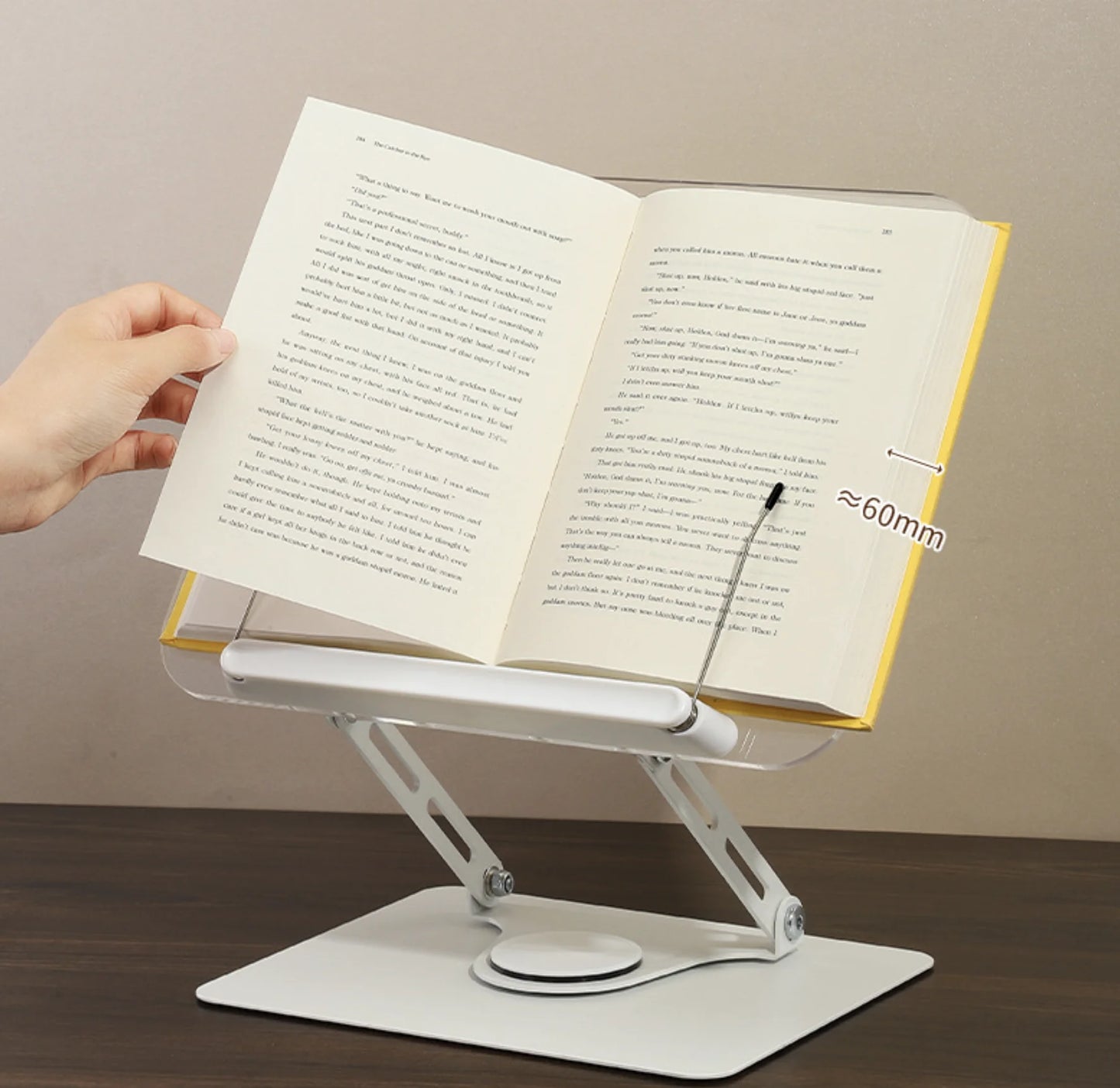 Adjustable Reading Stand360360-Degree Rotating Book Stand Foldable Desktop Bookshelf Elastic Clip Page Neck Protection Book Stan