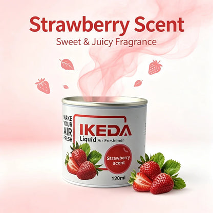 IKEDA 120ml Strawberry Air Freshener Liquid, Long Lasting Car Fragrance, Home Office Deodorizer, Eliminates Cigarette Pet Food O