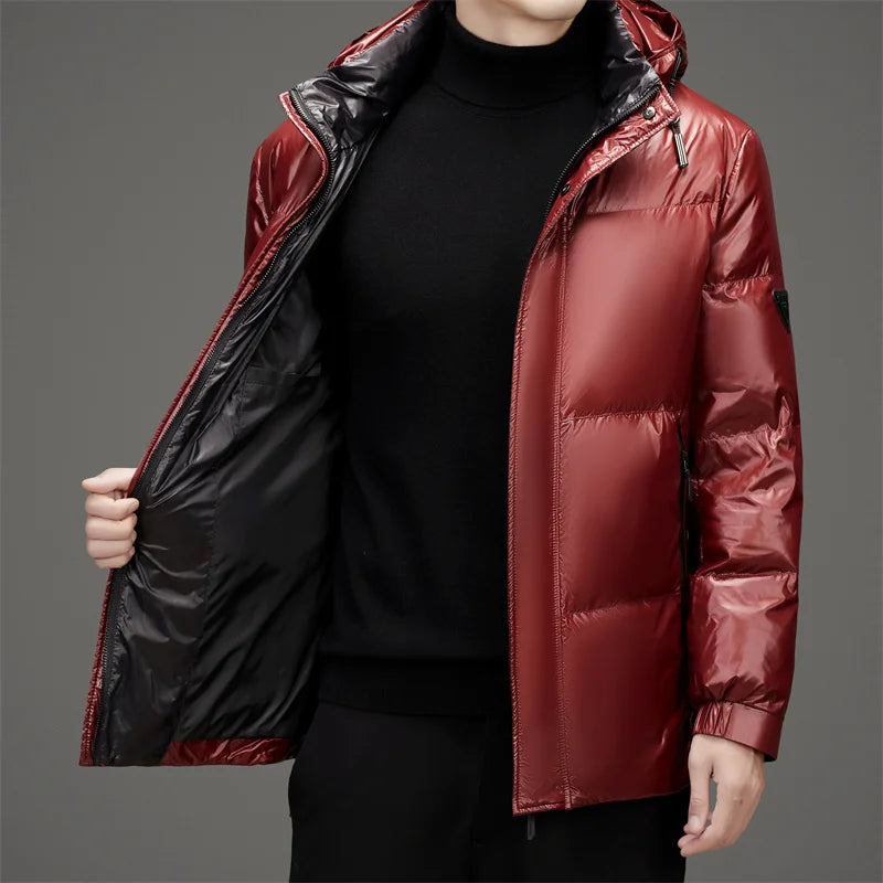 Men's Down Jacket Autumn Winter New Solid Color Thickened Warm Outdoor Travel Hooded Coat Men's White Duck Down padded Clothing