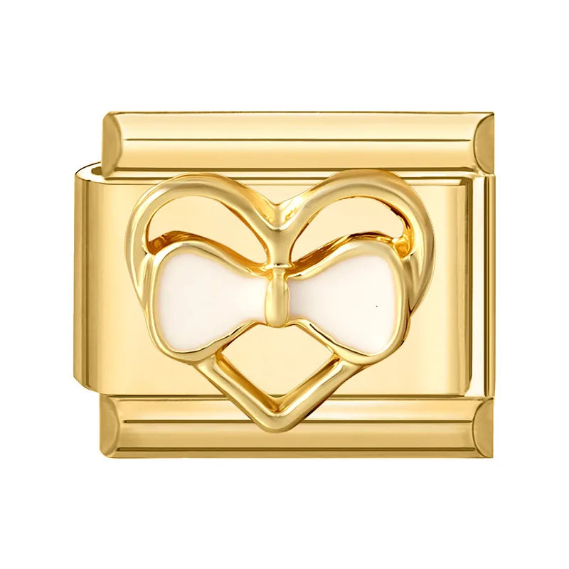 Gold Color Heart Sunflower Cherry Tai Chi Leopard Italian Charm Links Fit 9MM Bracelet Stainless Steel Men Women DIY Making Gift