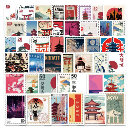 80PCS Japan Travel Stamps Cartoon Sticker DIY Decoration PVC Phone Case Waterproof Skateboard Notebook Graffiti Toys Gifts