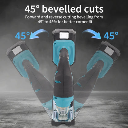 Mamidw Cordless Jigsaw Electric Curve Saw 3000RPM No-Load Speed, 20mm Stroke Length, 45° Tilting Function, Ergonomic Handle, Powered Precision Saw for Wood, Metal, Plastic Cutting, DIY & Professional Use (Tool Only) Compatib