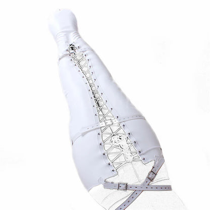 Soft PU Leather Headgear Mermaid Straitjacket Head Hood Body Harness Adjustable Leg Binder BDSM Restraint Sex Toy Slave Roleplay