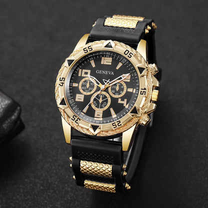 Luxury Arabic Dial Men Business Quartz Watch Fashion Silicone Strap Wristwatch For Man Clock Reloj Hombre (Without Box)