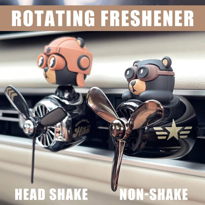 Rotating propeller pilot bear dog car air fresheners accessories decorations fun vent clip perfume diffuser aroma fragrance men