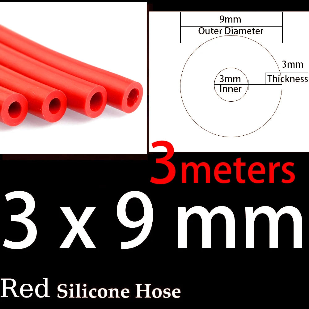 3x9mm Inner Diameter 3mm Thickness 3mm Blue Red Black Car Vacuum Silicone Hose Universal Racing Line Pipe Tube 1/2/3/5/10 meters