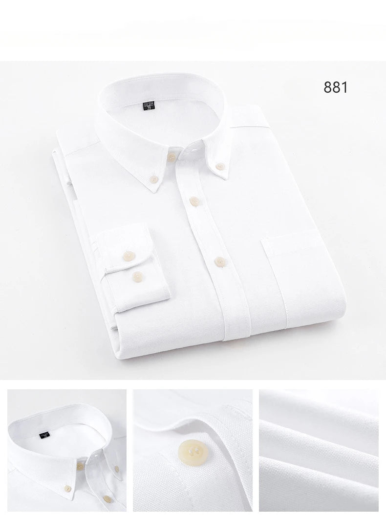New in shirt long-sleeve shirts for men slim fit formal plian shirt single pocket office clothes soft plaid cotton designer tops