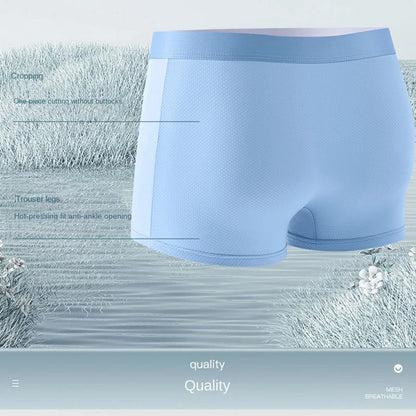 Men Boxers Men's Underwear 3A Antibacterial Underpants Ice Silk Men Boxer Shorts Breathable Elastic Male Panties Plus Size L-6XL