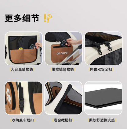 Large Space Foldable Pet Trolley Silent Wheel Pet Travel Box Portable Car Carrier Cage For Small Medium Dogs Cats Outdoor Trip