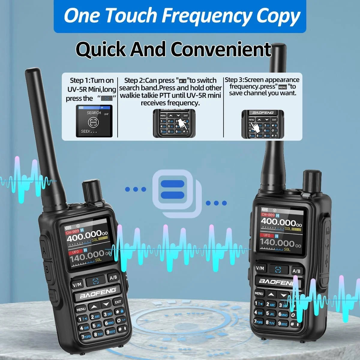 2PCS BAOFENG UV-5RMini Talkie-Walkie Multi-Band Programming Wireless Copy Frequency 5W 999CH AM FM Long Range Bidirectional Radio