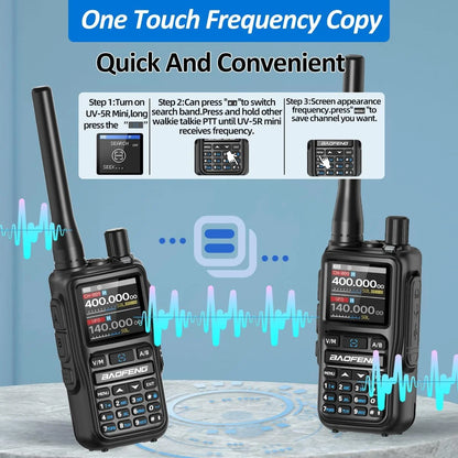 2PCS BAOFENG UV-5RMini Talkie-Walkie Multi-Band Programming Wireless Copy Frequency 5W 999CH AM FM Long Range Bidirectional Radio