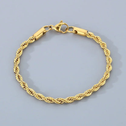 18K Gold 925 Sterling Silver 4MM Chain Bracelets For Men Women Unisex Simple Charm Bracelet Wedding Party Gift 20cm 8in