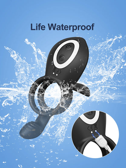 Cock Ring Vibrating for Men Ejaculation Delay Male Erectile Penis Ring G-Spot Clitoris Anal Stimulator Adult Sex Toy for Couples