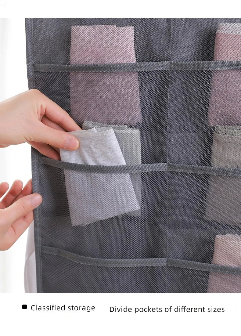 Double Sides Underwear Storage Hanging Bag Dormitory Home Wardrobe Hanging Wall Foldable Bag Underpants Socks Organizer