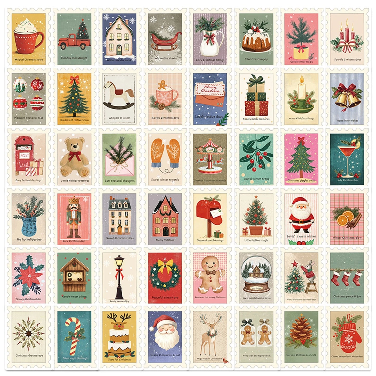 10/30/50Pcs Vintage Christmas stamps Stickers For Suitcase Skateboard Laptop Luggage Phone Car Styling DIY Decal Pegatinas