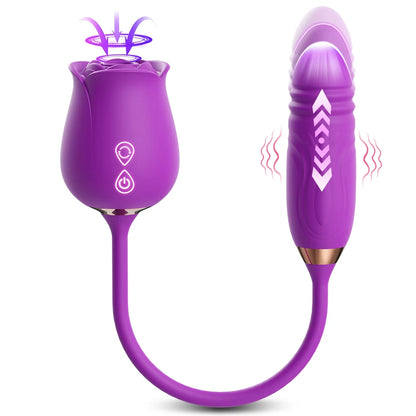 Sexy Adult Female Rose-Sucking Dildo Vibrator Women Nipple Clit Stimulator Vibrating Penetration Vagina Vibrator Erotica Toys