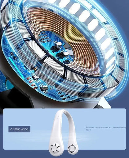 Portable Bladeless Neck Fan 3 Speed Adjustable Rechargeable Air Cooler Mini Hanging Neck Fan Long Battery Life for Summer Outdoo
