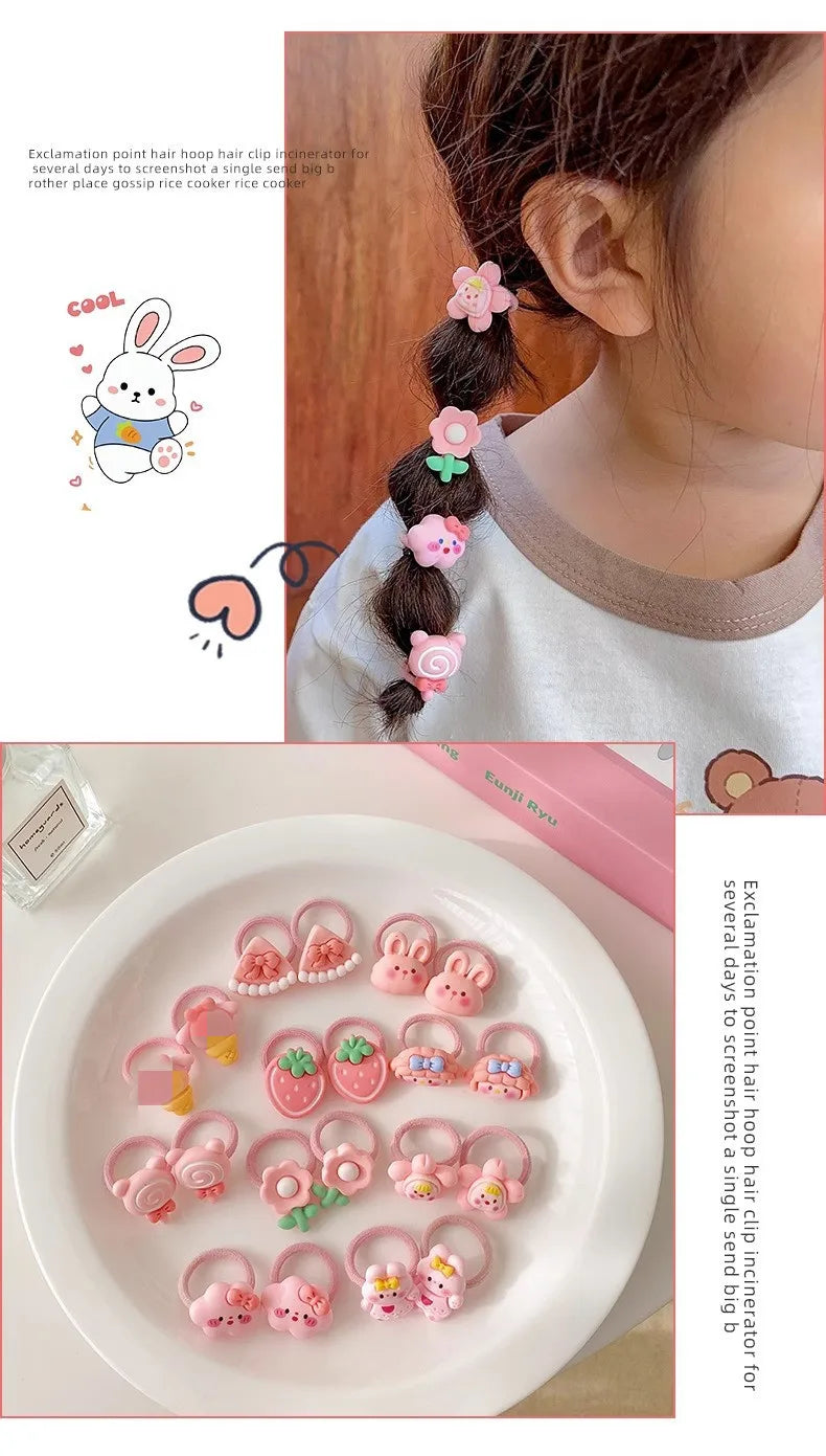 10pc Mini Baby Hair Band Kawaii Cartoon Floral Animal Elastic Hair Rope for Toddler Girl Small Tumb Hair Band Lovely Headwear