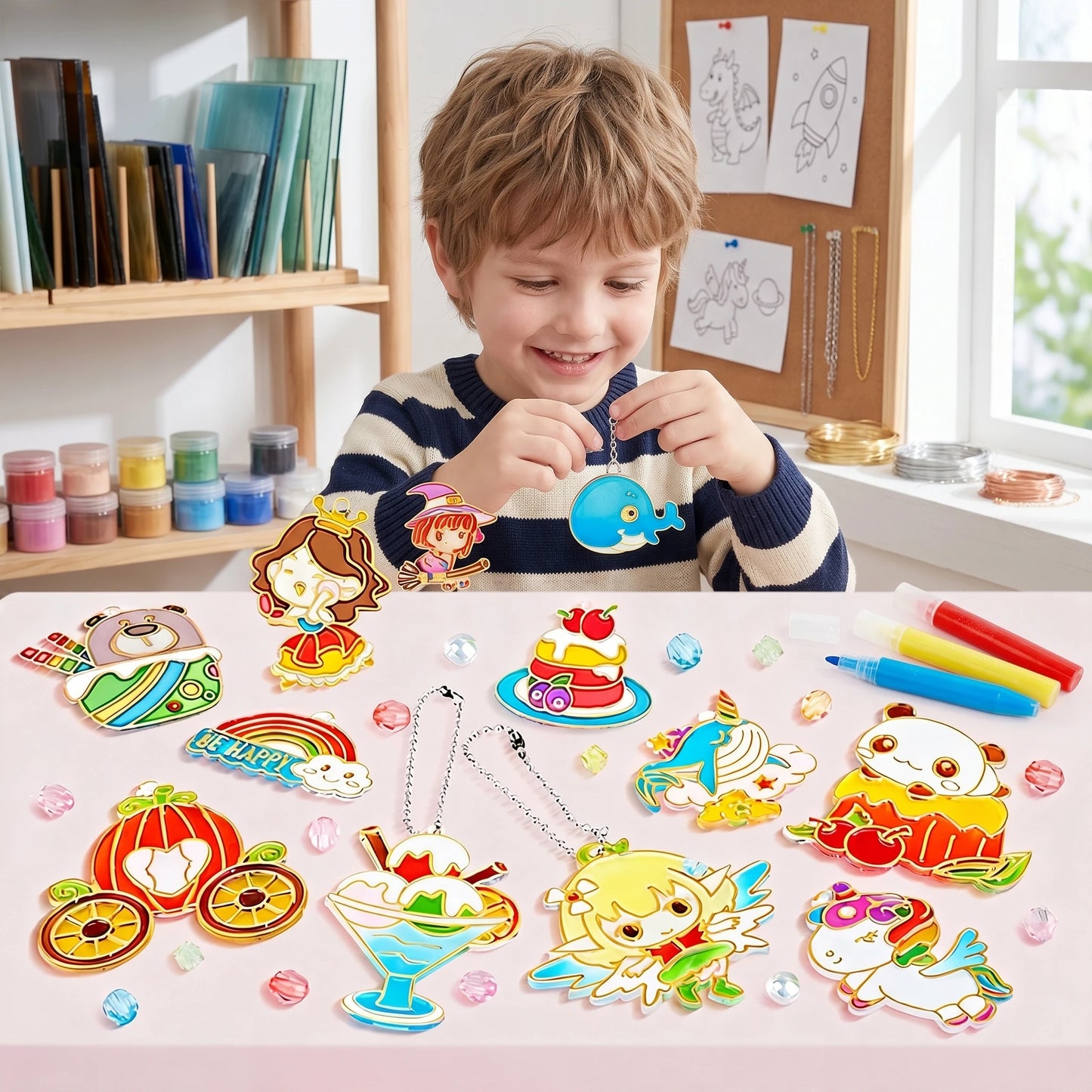 DIY Crystal Gel Painting Kit Craft Handmade Toy Children Graffiti Coloring Gift Fairy Tale & Animal Themes Educational Art Kits