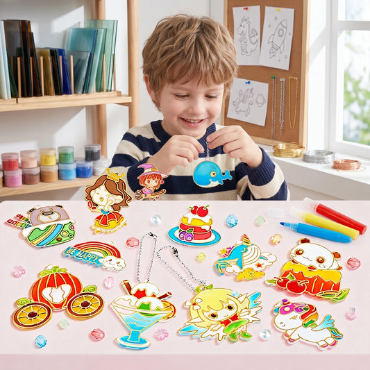 DIY Crystal Gel Painting Kit Craft Handmade Toy Children Graffiti Coloring Gift Fairy Tale & Animal Themes Educational Art Kits