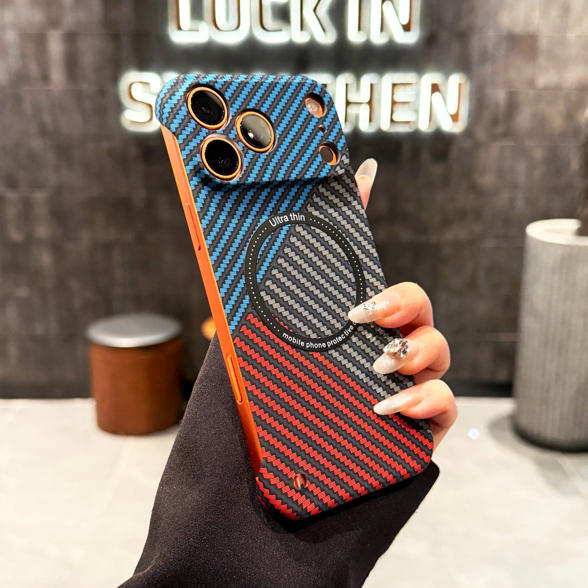 17 ProMax for Magsafe Carbon Fiber Frameless Case For iPhone 16 15 14 13 12 Pro Max Plus 17Air Magnetic Slim Color Blocked Cover