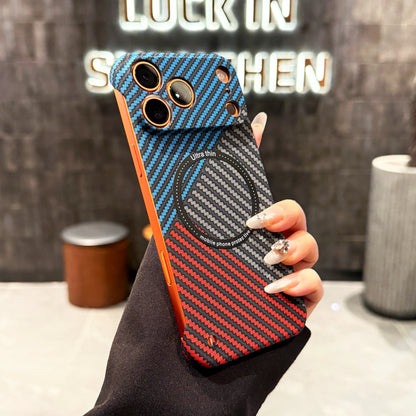 17 ProMax for Magsafe Carbon Fiber Frameless Case For iPhone 16 15 14 13 12 Pro Max Plus 17Air Magnetic Slim Color Blocked Cover