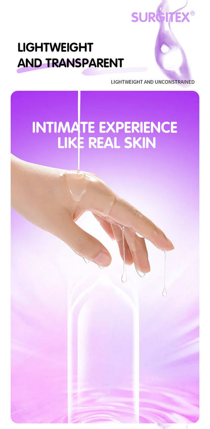 50-count pack of ultra-thin, extra-lubricated male condoms for an unrestrained pleasure experience