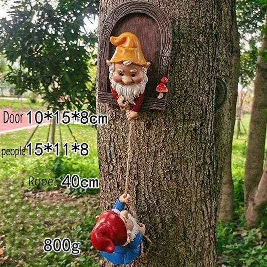 Garden Gnomes Dwarfs Climbing Ropes Resin Crafts Outdoor Yard Decor Art Statues Figurines Gift for Home Courtyard Lawn Ornament