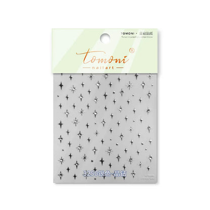 Bronzing Nails Sticker Ice Transparent Star Back Adhesive Nail Art Stickers Cool Five-pointed Star Manicure Decoration 3D Decals