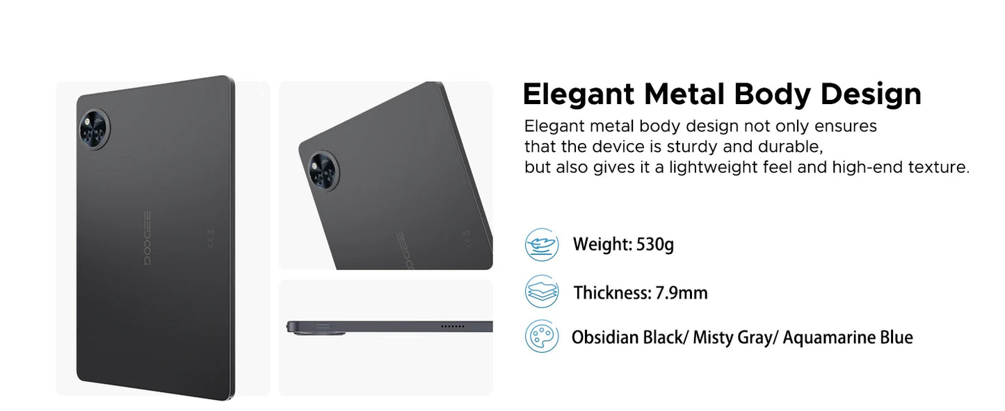 DOOGEE U11 Android 15 Tablet 11'' Ultra-clear 90Hz Display 4GB RAM 128GB ROM 8580mAh Battery Dual Speaker Supports Widevine L1