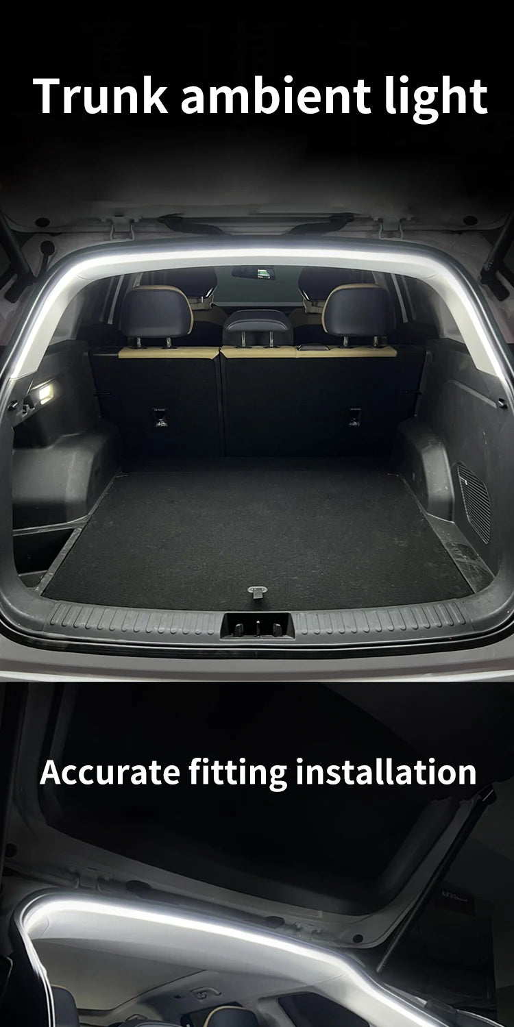 1Set Car High Brightness Trunk Lighting Ambient Light Interior Decoration LED Wiring Free Automatic Sensing Tailgate Light Strip