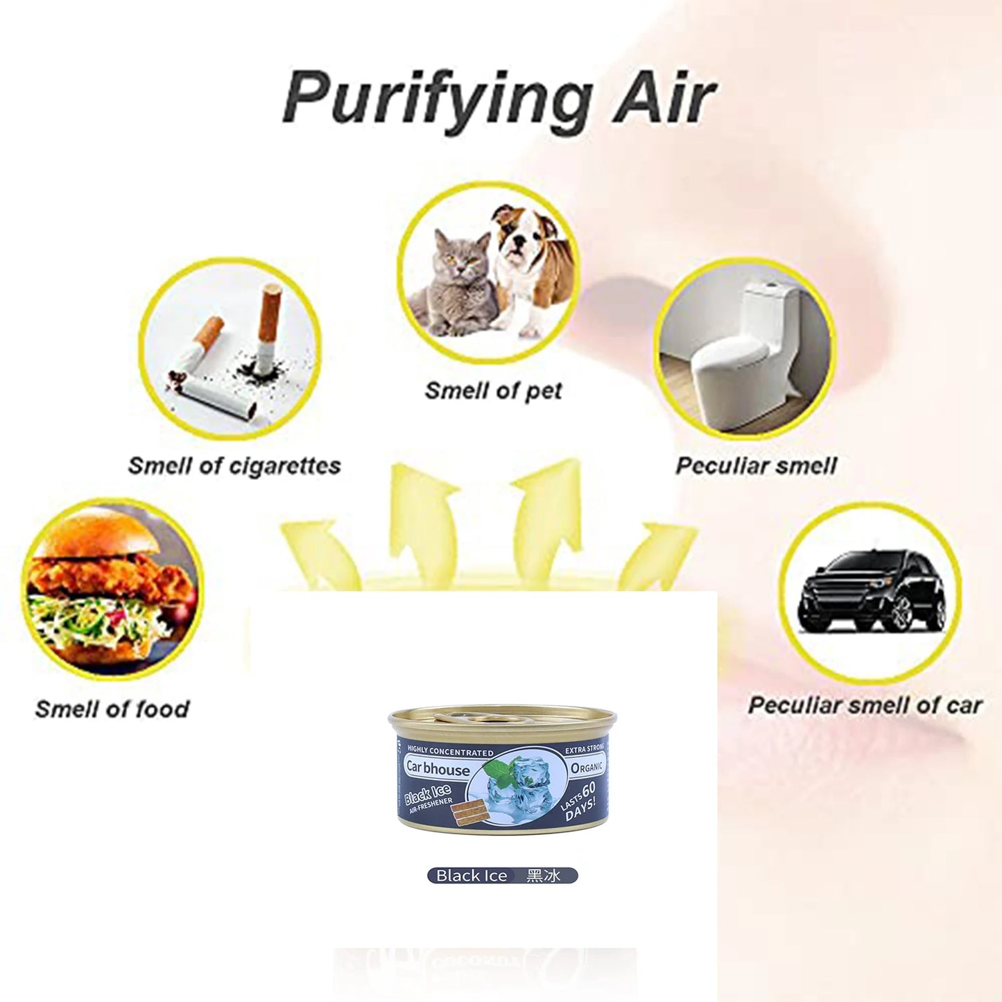 Car Air Fresheners: Lemon Scent | Organic Cans | Odor Eliminator Essential | Long-Lasting | Strong Fragrance | For Home Closet