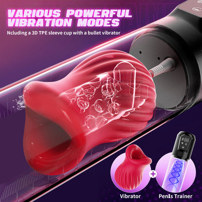 IPX7 Waterproof Electric Penis Pump for Enlargement Man Vacuum Pump Enlargement Extend Pump 4 Suction Levels 2 Silicone Sleeves