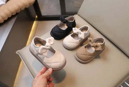 Children Leather Shoes for Girls Soft Spring Autumn New Baby Shallow Bow Solid Color Japanese Style Kids Versatile Casual Shoes