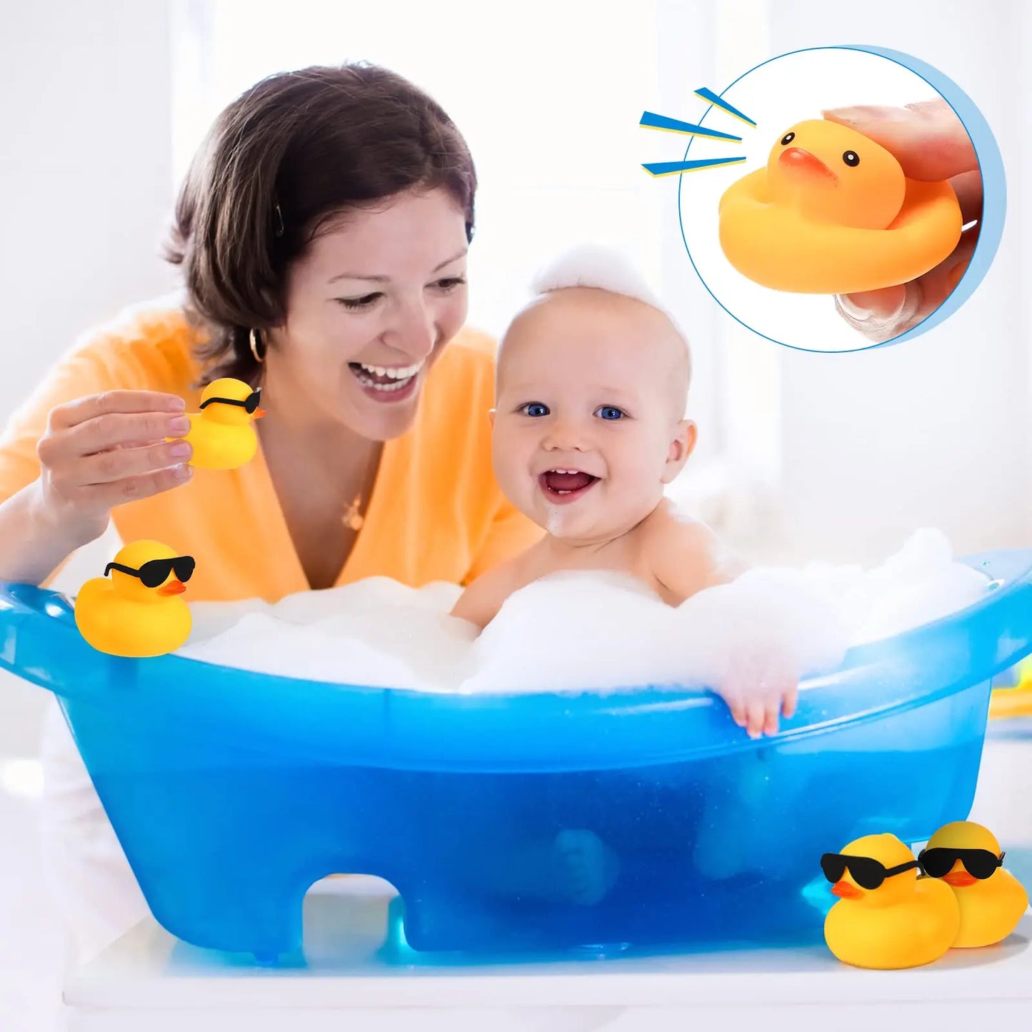 6/12/24PCS  Duck Toys Mini Rubber Ducks Squeak and Float Ducks Shower Toy for Toddlers Boys Girls