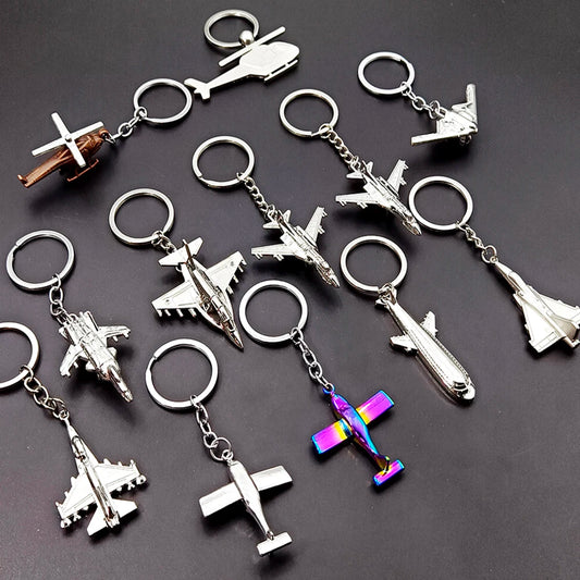 Air Plane Model Fighter Keychains Metal Cool Airplane Keyring Pendant Car Motorcycle Bag Key Chain Ring for Men Creative Gift