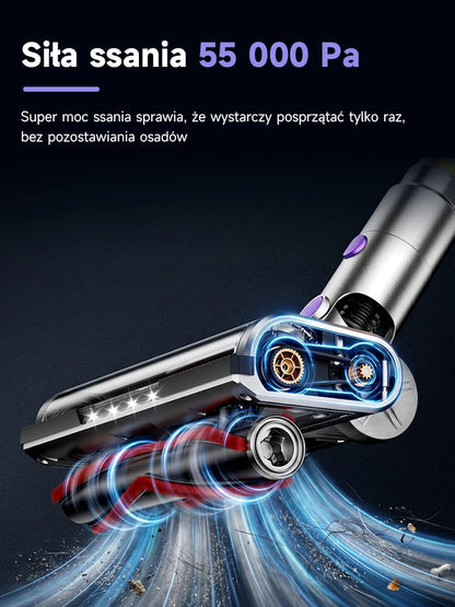 Tdyon Cordless Vacuum Cleaner, 50000Pa Suction 500W Motor Vacuum with LED Display, 50 Mins Runtime Auto Mode & Anti‑Tangling Brush for Carpet Hard Floor