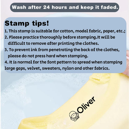Cartoon Giraffe Customized Name Stamps for Kids,Personalized Waterproof Stamp for Clothing Name Seal for Student&Child