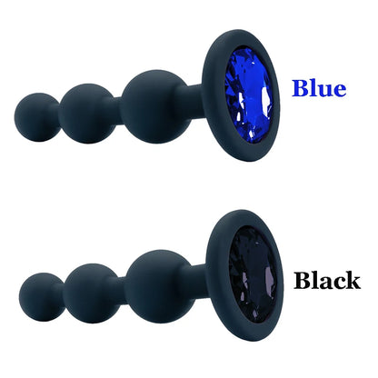 Black Silicone 3 Ball Anal Beads Sex Anal Plug Crystal Base Butt Plug Analplug But Plug Anal Trainer Toys Sex Toys For Woman