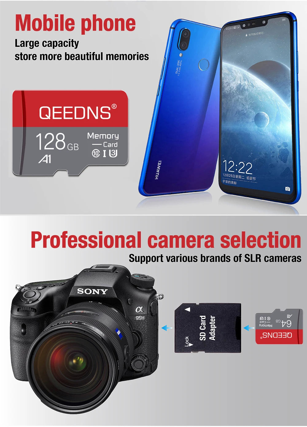 High Speed Memory Cards 8GB 16GB 32GB 64GB Micro tf sd card 128GB 256gb Class 10 UHS-1 flash TF/SD Card Microsd memory cards