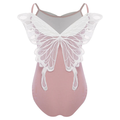 New Girls Ballet Leotards Kids Child Sleeveless Fairy Butterfly Wing Hollow Stitching Gymnastics Leotard Professional Stage Wear