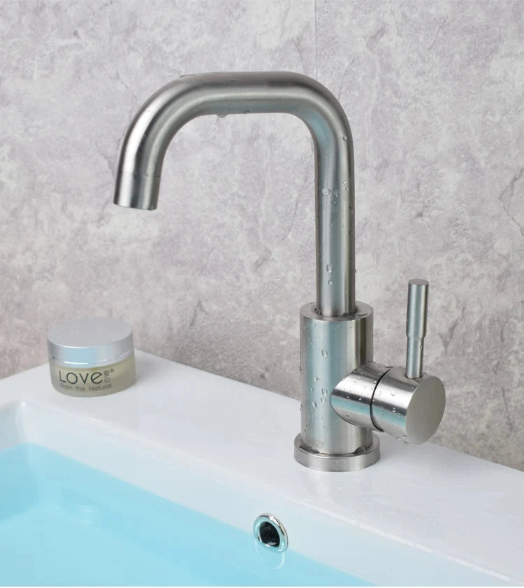 Black Nickel Bathroom Basin Faucet 304 Stainless Steel Hot Cold Wash Mixer Crane Tap 360 Rotation Sink Faucets Single Handle
