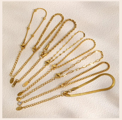 Non Tarnish Stainless Steel Bracelet Gold Plated Stackable for Women, Thin Herringbone Chain Bracelet Waterproof Jewelry Gift