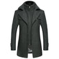 Autumn Winter Double Collar Woolen Coats Men Thick Business Casual Wool Blends Trench Coat Male Solid Turn Down Collar Outerwear