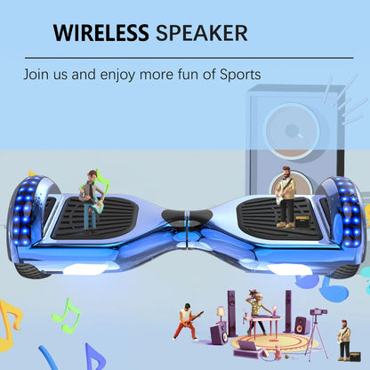 RCB KIDS Hoverboard Two Wheel Self Balancing Scooter 6.5" with Bluetooth Speaker LED Lights Ride On Toy Gift for Kids & Adults